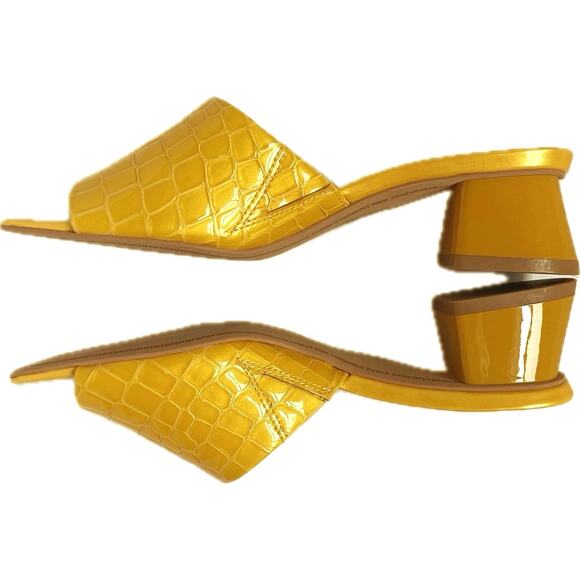 NEW KARL LAGERFELD Macaria Croc Embossed Leather Block Heeled Sandals SZ 6 Retro - Picture 3 of 9